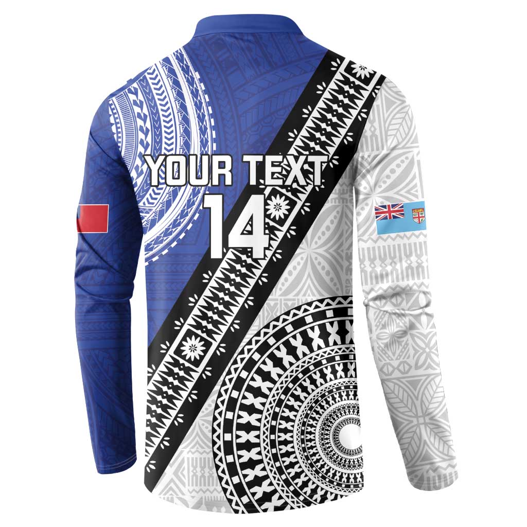 Fiji an Samoa Rugby Custom Button Sweatshirt Flying Fijians Manu Samoa Together Pacific LT14 - Polynesian Pride