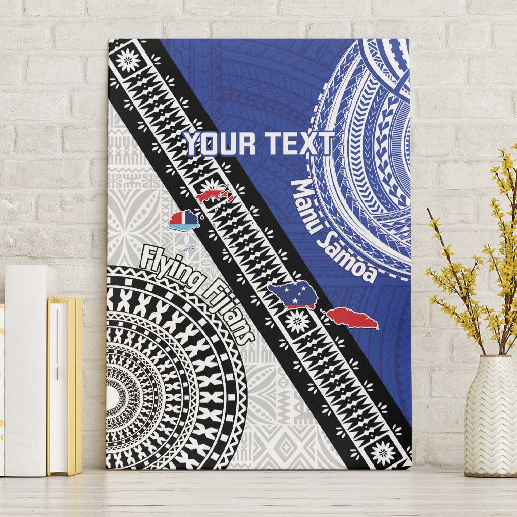 Fiji an Samoa Rugby Custom Canvas Wall Art Flying Fijians Manu Samoa Together Pacific - Polynesian Pride