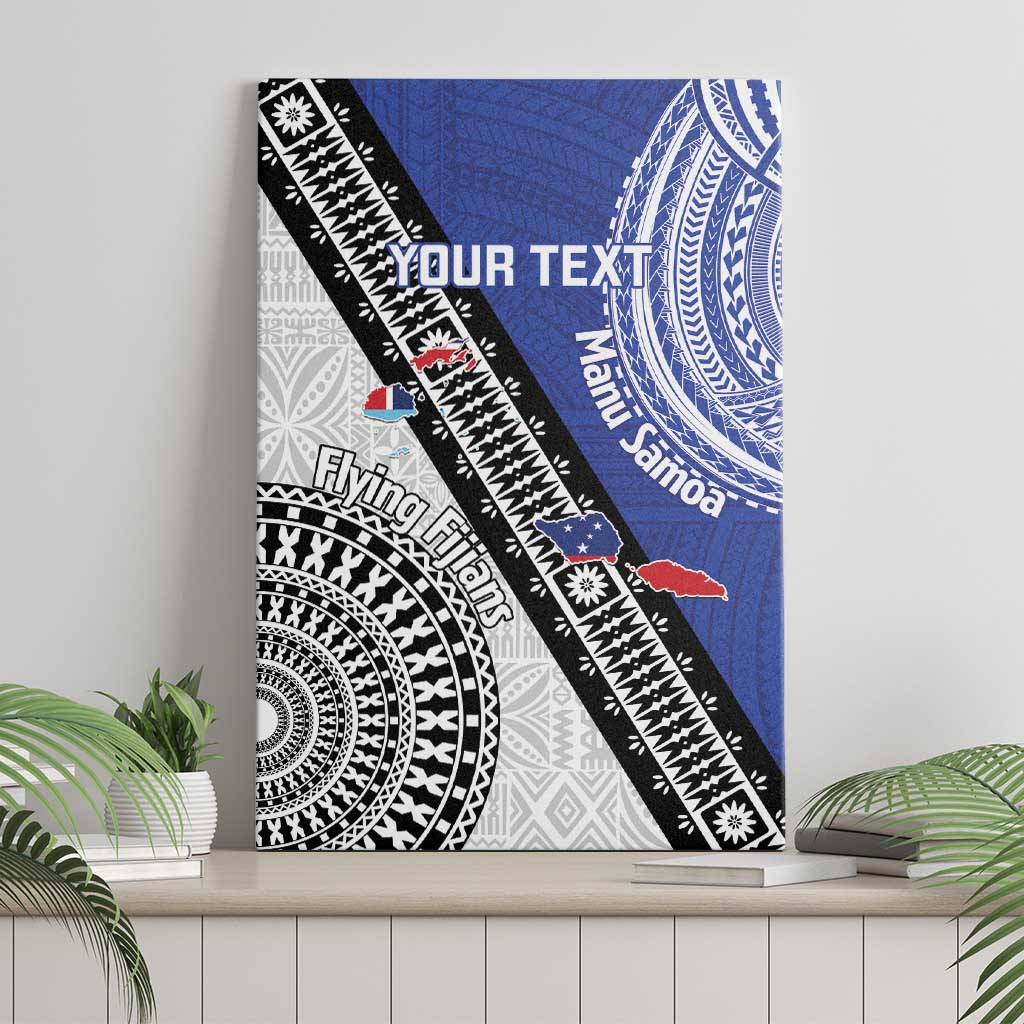Fiji an Samoa Rugby Custom Canvas Wall Art Flying Fijians Manu Samoa Together Pacific LT14 - Polynesian Pride