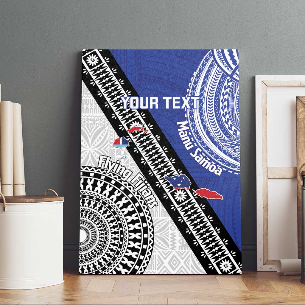 Fiji an Samoa Rugby Custom Canvas Wall Art Flying Fijians Manu Samoa Together Pacific LT14 - Polynesian Pride