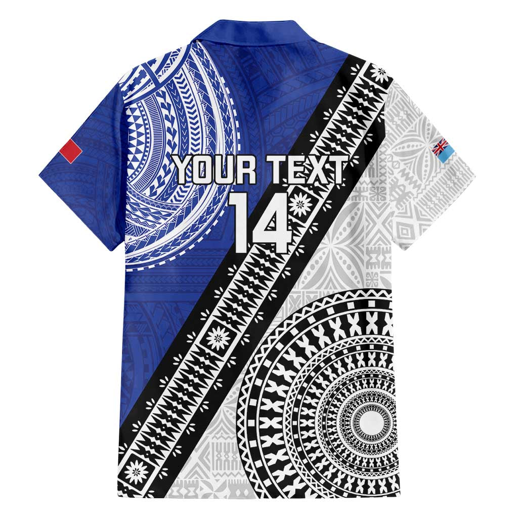 Fiji an Samoa Rugby Custom Family Matching Off Shoulder Short Dress and Hawaiian Shirt Flying Fijians Manu Samoa Together Pacific LT14 - Polynesian Pride