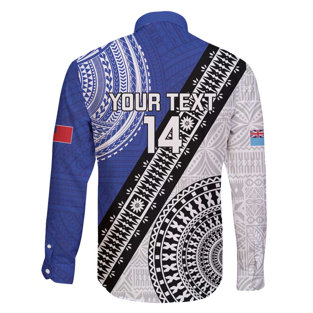 Fiji an Samoa Rugby Custom Family Matching Off Shoulder Short Dress and Hawaiian Shirt Flying Fijians Manu Samoa Together Pacific LT14 - Polynesian Pride