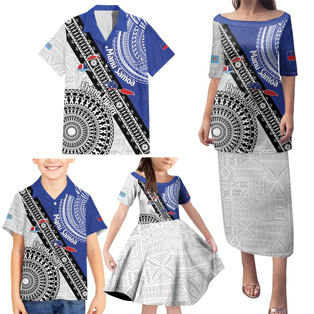 Fiji an Samoa Rugby Custom Family Matching Puletasi and Hawaiian Shirt Flying Fijians Manu Samoa Together Pacific - Polynesian Pride