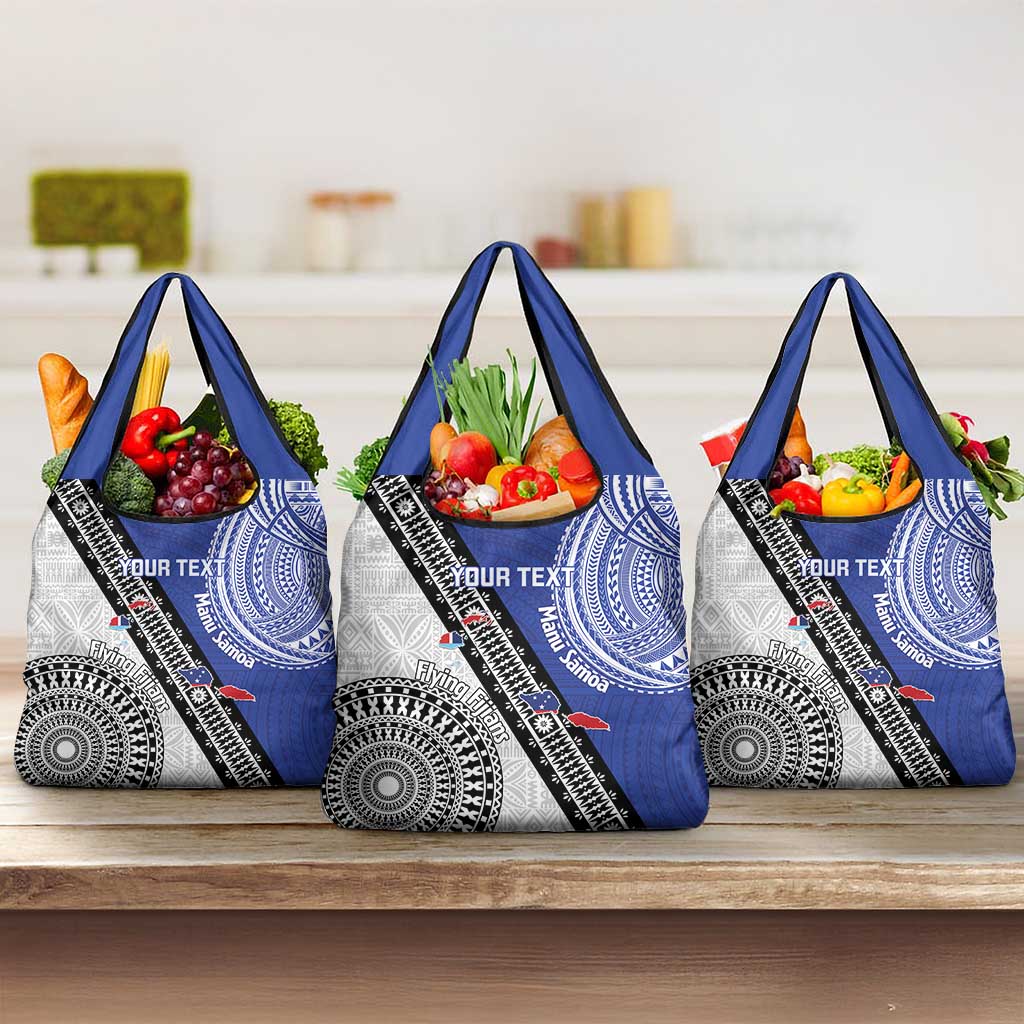 Fiji an Samoa Rugby Custom Grocery Bag Flying Fijians Manu Samoa Together Pacific LT14 3-pack One Size Blue - Polynesian Pride