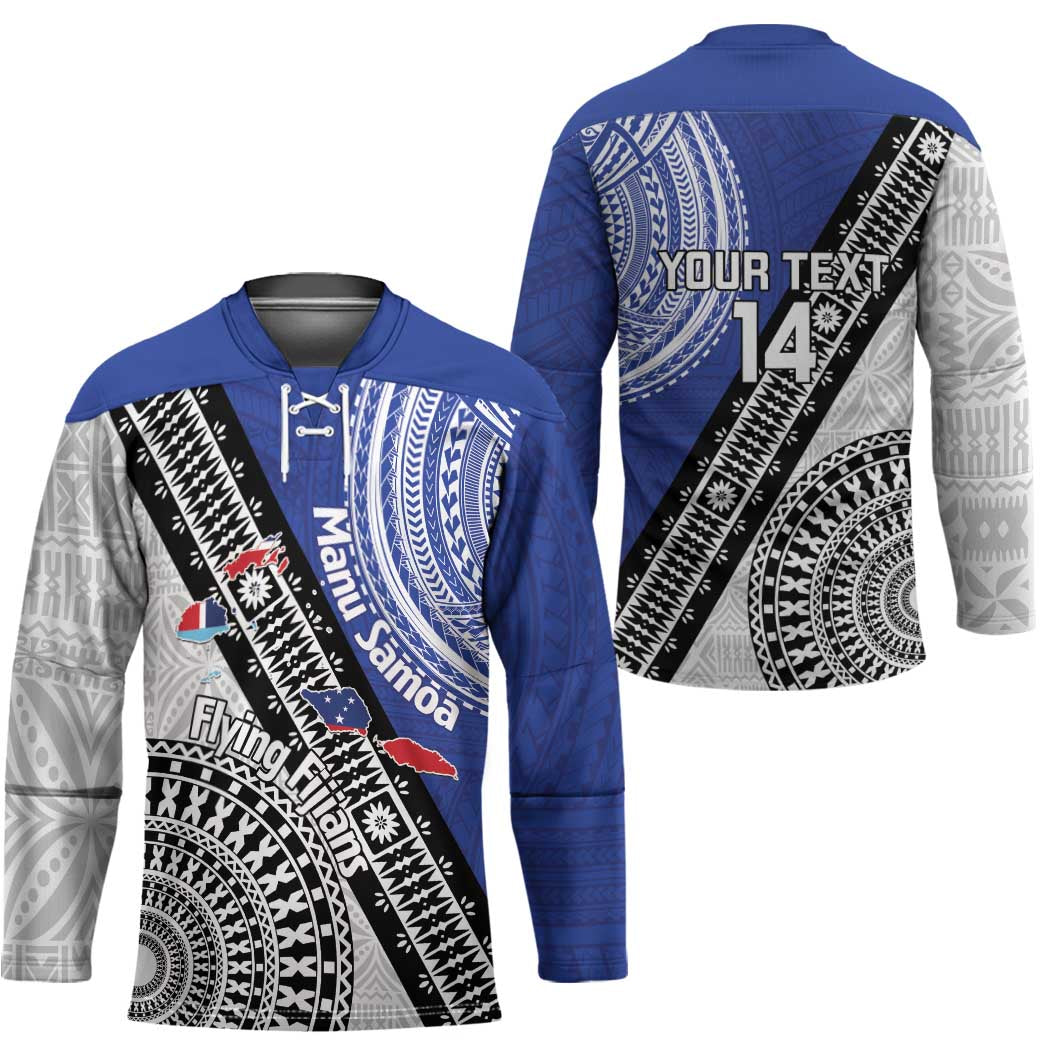 Fiji an Samoa Rugby Custom Hockey Jersey Flying Fijians Manu Samoa Together Pacific - Polynesian Pride