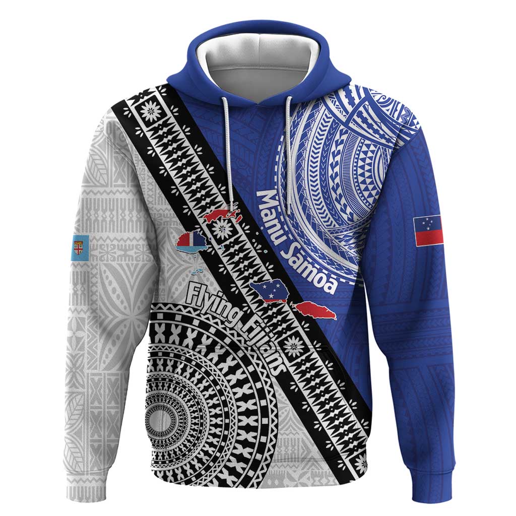 Fiji an Samoa Rugby Custom Hoodie Flying Fijians Manu Samoa Together Pacific - Polynesian Pride