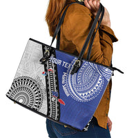 Fiji an Samoa Rugby Custom Leather Tote Bag Flying Fijians Manu Samoa Together Pacific LT14 - Polynesian Pride