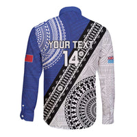 Fiji an Samoa Rugby Custom Long Sleeve Button Shirt Flying Fijians Manu Samoa Together Pacific LT14 - Polynesian Pride