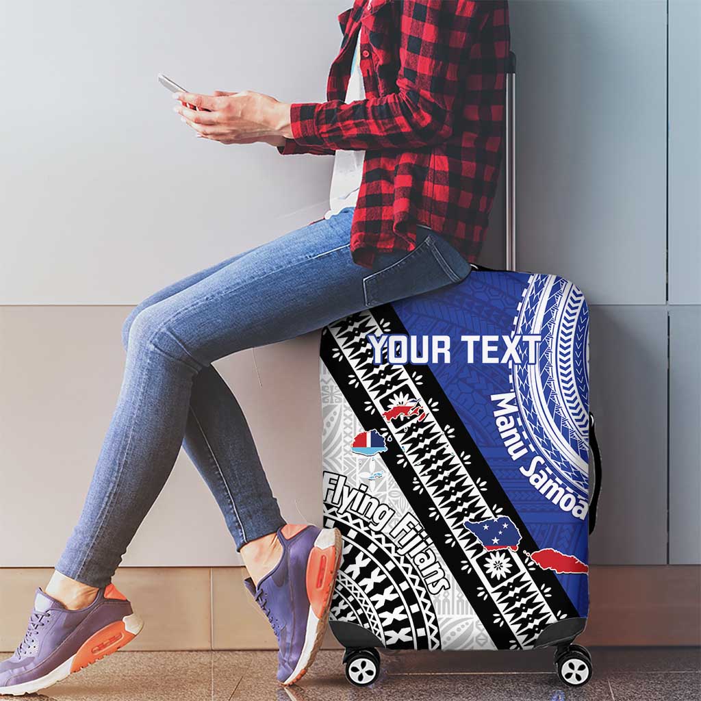 Fiji an Samoa Rugby Custom Luggage Cover Flying Fijians Manu Samoa Together Pacific LT14 - Polynesian Pride