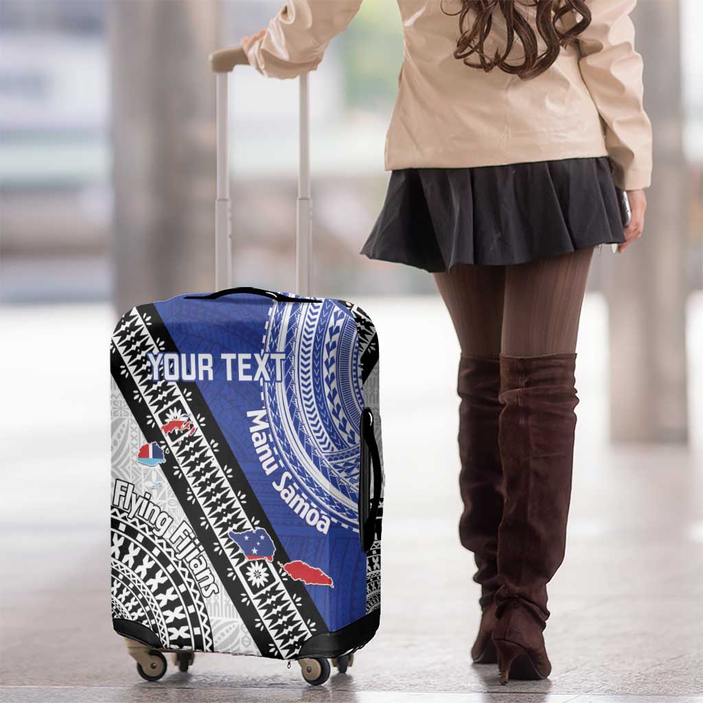 Fiji an Samoa Rugby Custom Luggage Cover Flying Fijians Manu Samoa Together Pacific LT14 - Polynesian Pride