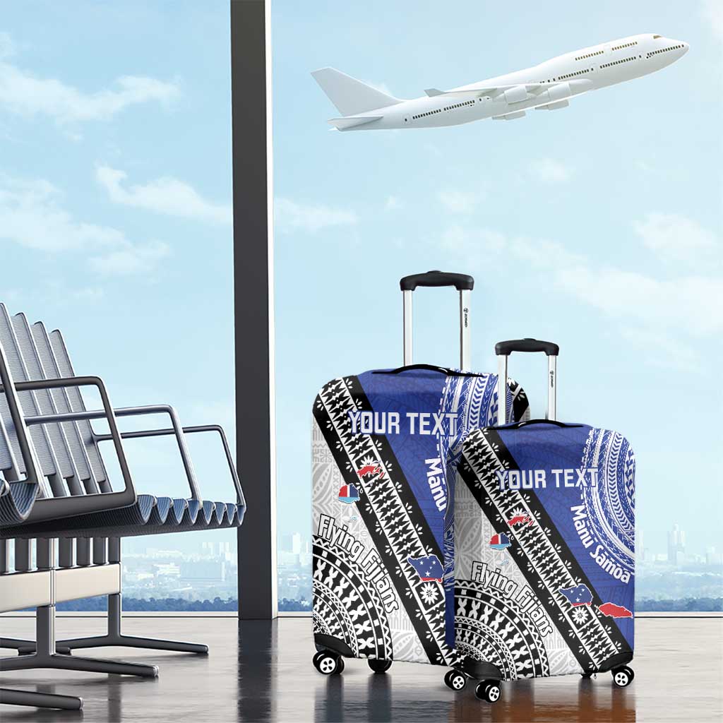 Fiji an Samoa Rugby Custom Luggage Cover Flying Fijians Manu Samoa Together Pacific LT14 - Polynesian Pride