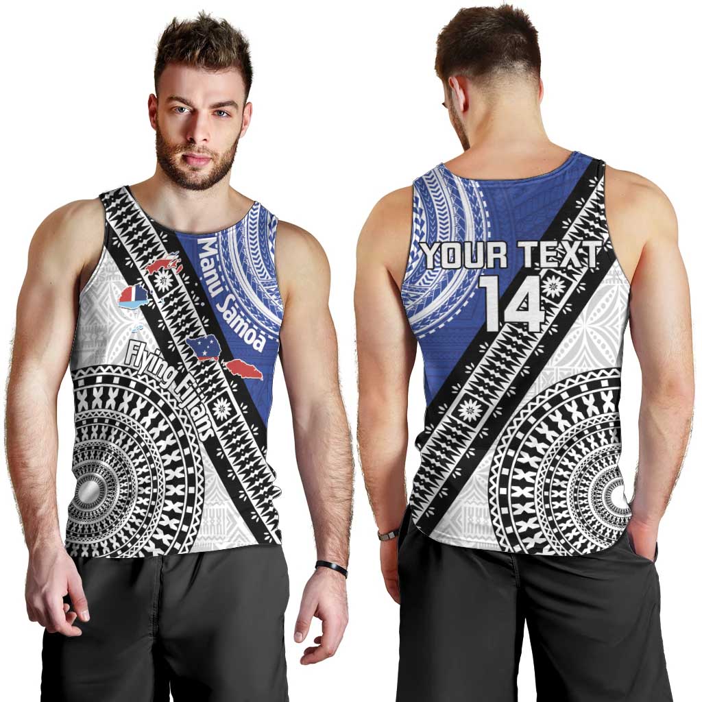 Fiji an Samoa Rugby Custom Men Tank Top Flying Fijians Manu Samoa Together Pacific - Polynesian Pride