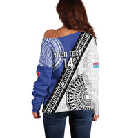 Fiji an Samoa Rugby Custom Off Shoulder Sweater Flying Fijians Manu Samoa Together Pacific - Polynesian Pride