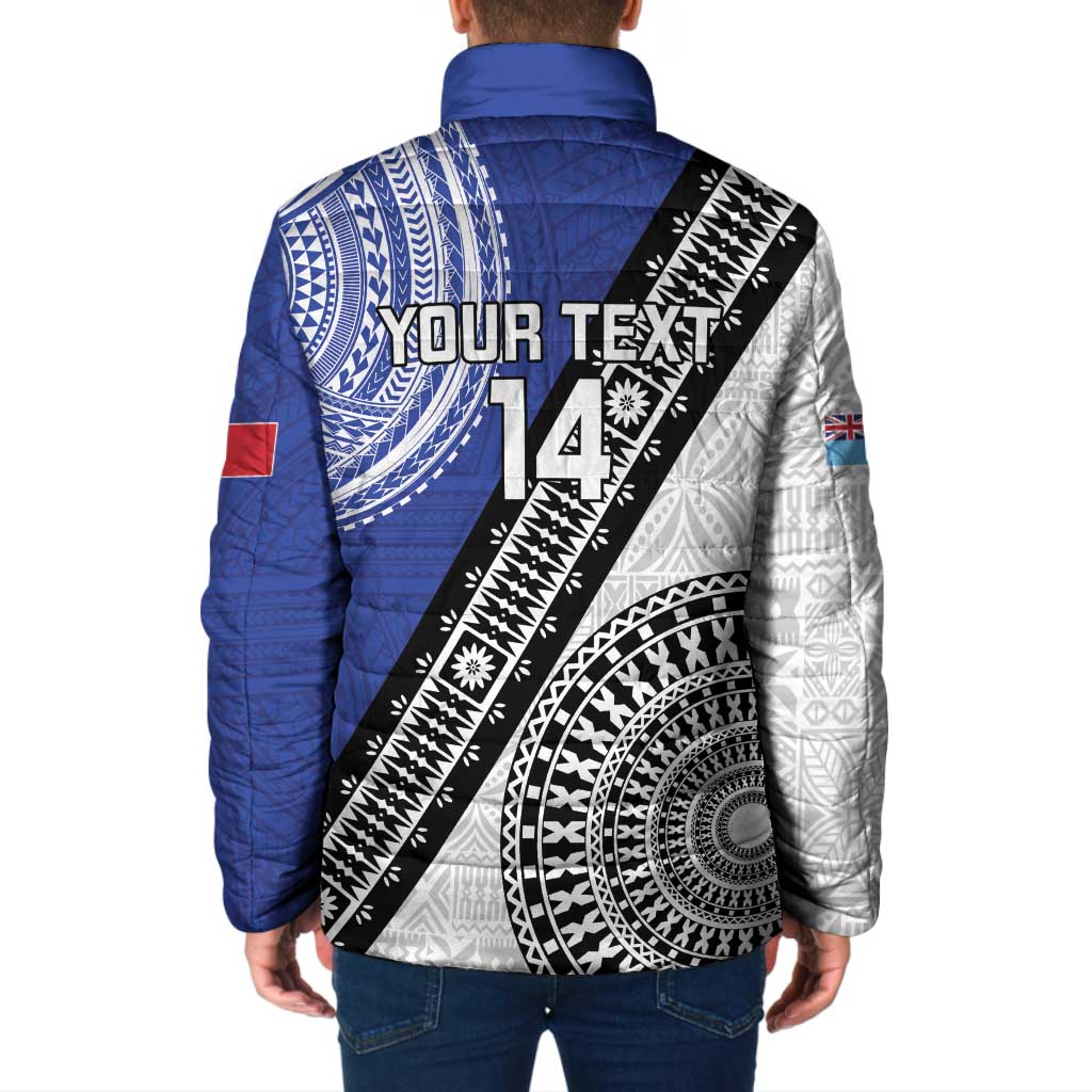 Fiji an Samoa Rugby Custom Padded Jacket Flying Fijians Manu Samoa Together Pacific LT14 - Polynesian Pride