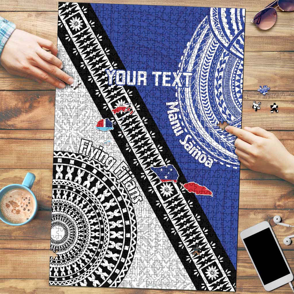 Fiji an Samoa Rugby Custom Puzzle Flying Fijians Manu Samoa Together Pacific - Polynesian Pride