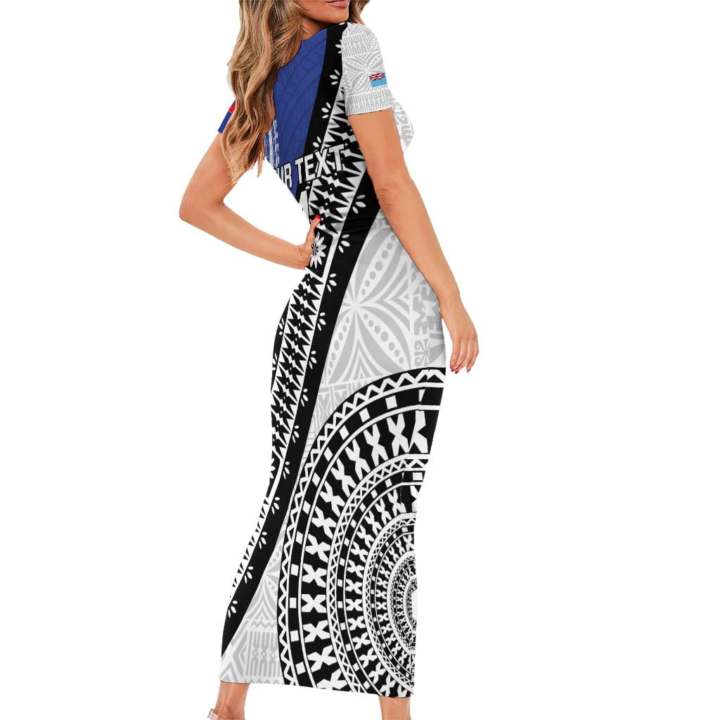 Fiji an Samoa Rugby Custom Short Sleeve Bodycon Dress Flying Fijians Manu Samoa Together Pacific - Polynesian Pride