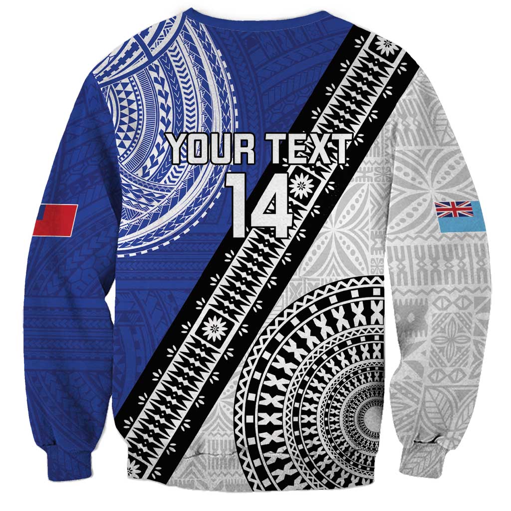 Fiji an Samoa Rugby Custom Sweatshirt Flying Fijians Manu Samoa Together Pacific LT14 - Polynesian Pride