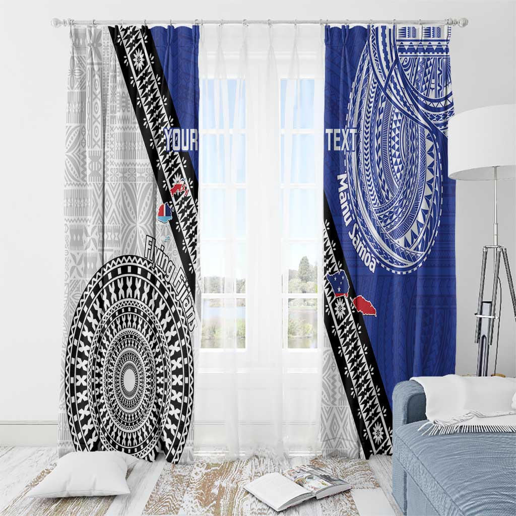 Fiji an Samoa Rugby Custom Window Curtain Flying Fijians Manu Samoa Together Pacific - Polynesian Pride
