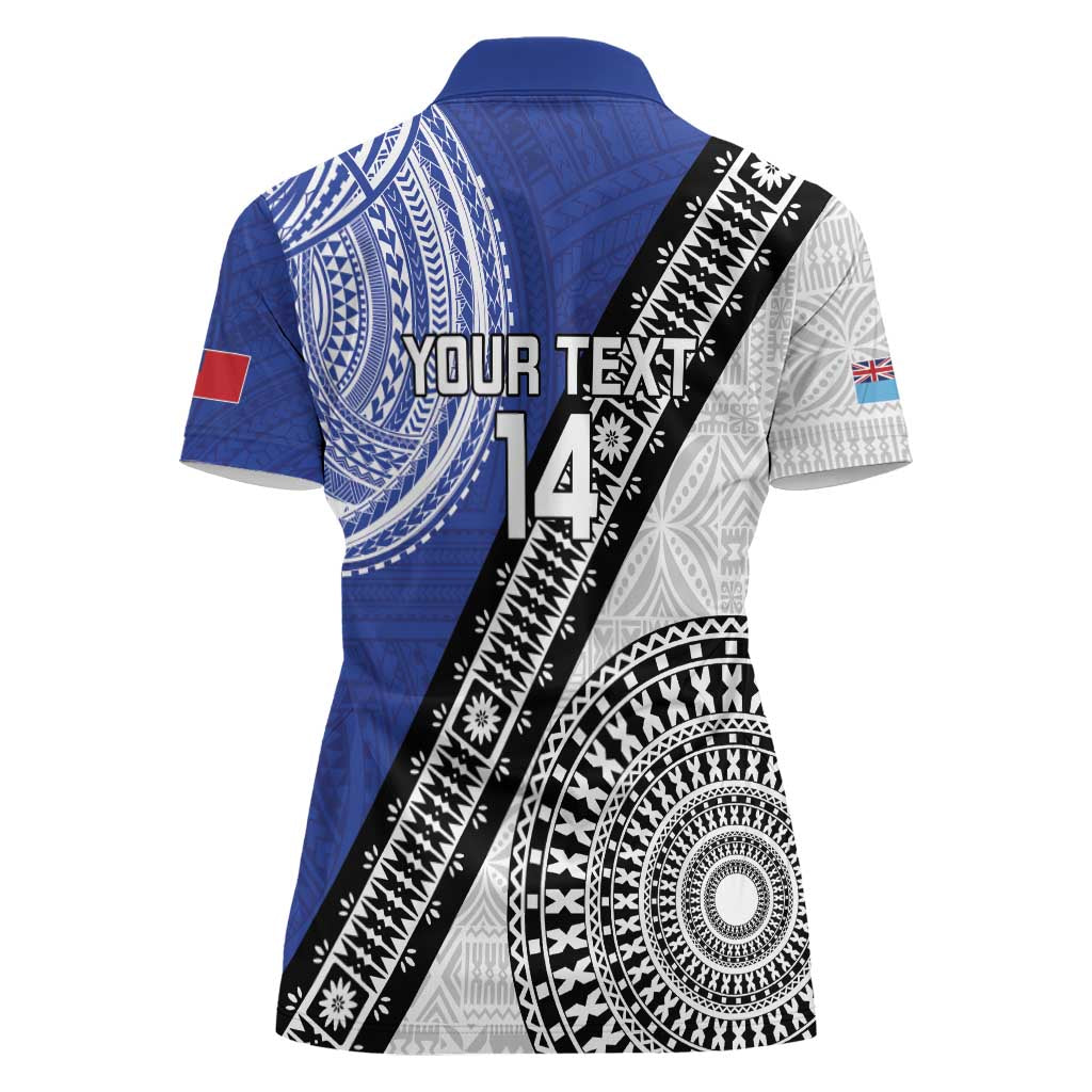 Fiji an Samoa Rugby Custom Women Polo Shirt Flying Fijians Manu Samoa Together Pacific LT14 - Polynesian Pride