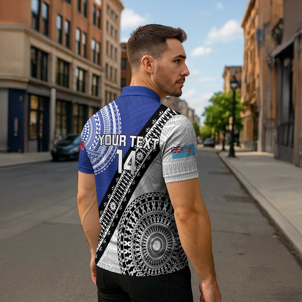 Fiji an Samoa Rugby Custom Zipper Polo Shirt Flying Fijians Manu Samoa Together Pacific LT14 - Polynesian Pride