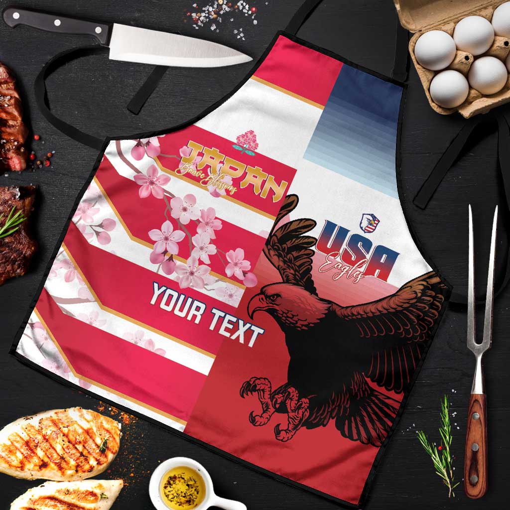 USA and Japan Rugby Custom Apron Eagles Brave Blossoms Together Pacific - Polynesian Pride