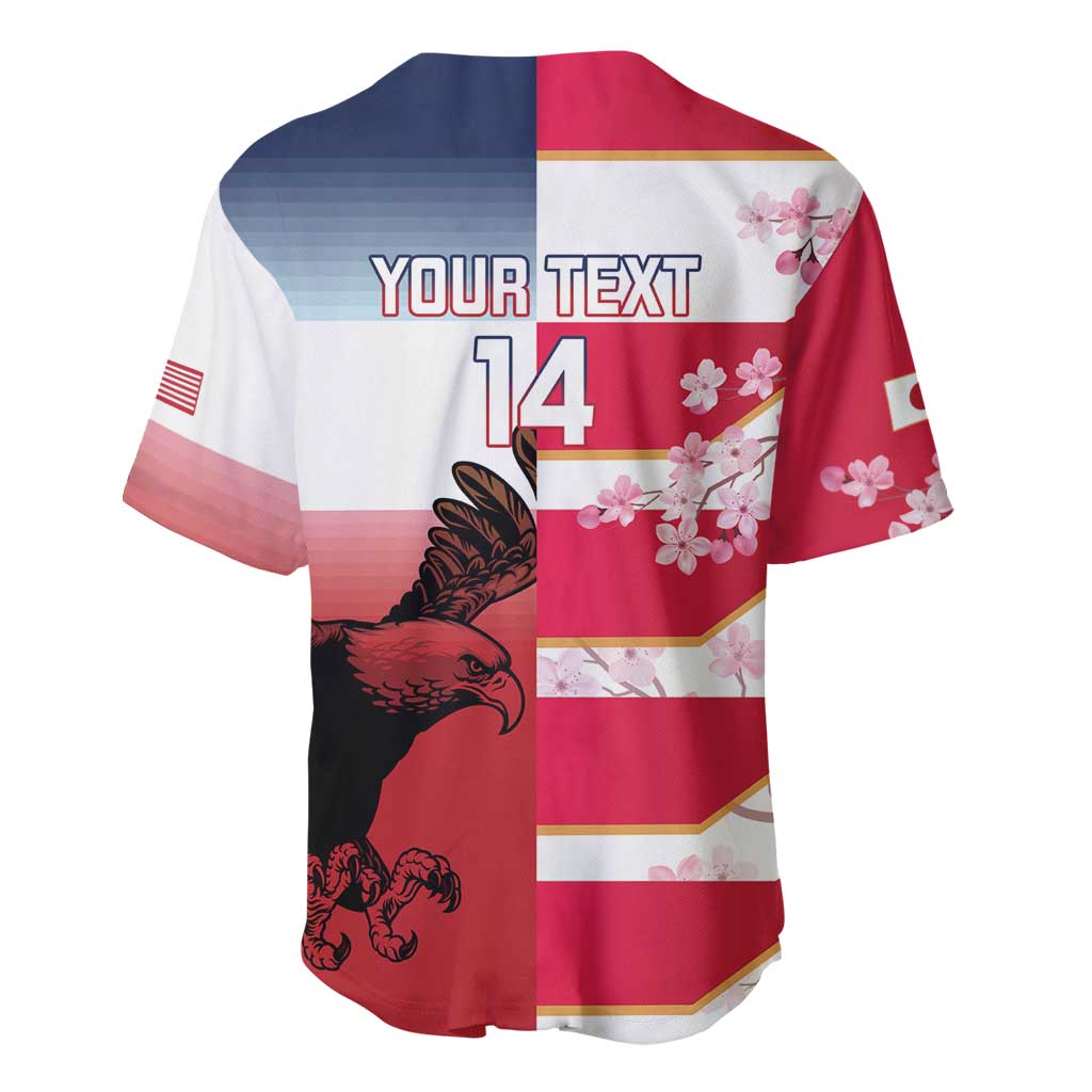 USA and Japan Rugby Custom Baseball Jersey Eagles Brave Blossoms Together Pacific - Polynesian Pride