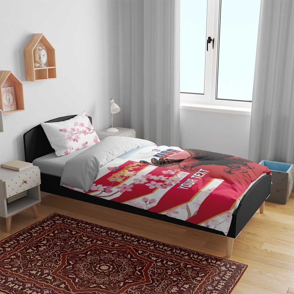 USA and Japan Rugby Custom Bedding Set Eagles Brave Blossoms Together Pacific - Polynesian Pride