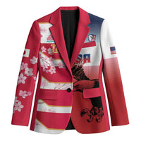 USA and Japan Rugby Custom Blazer Eagles Brave Blossoms Together Pacific LT14 Unisex Red - Polynesian Pride