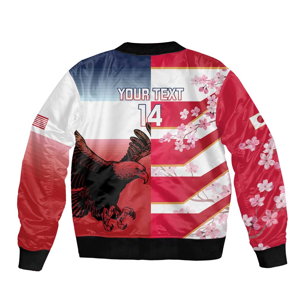 USA and Japan Rugby Custom Bomber Jacket Eagles Brave Blossoms Together Pacific LT14 - Polynesian Pride