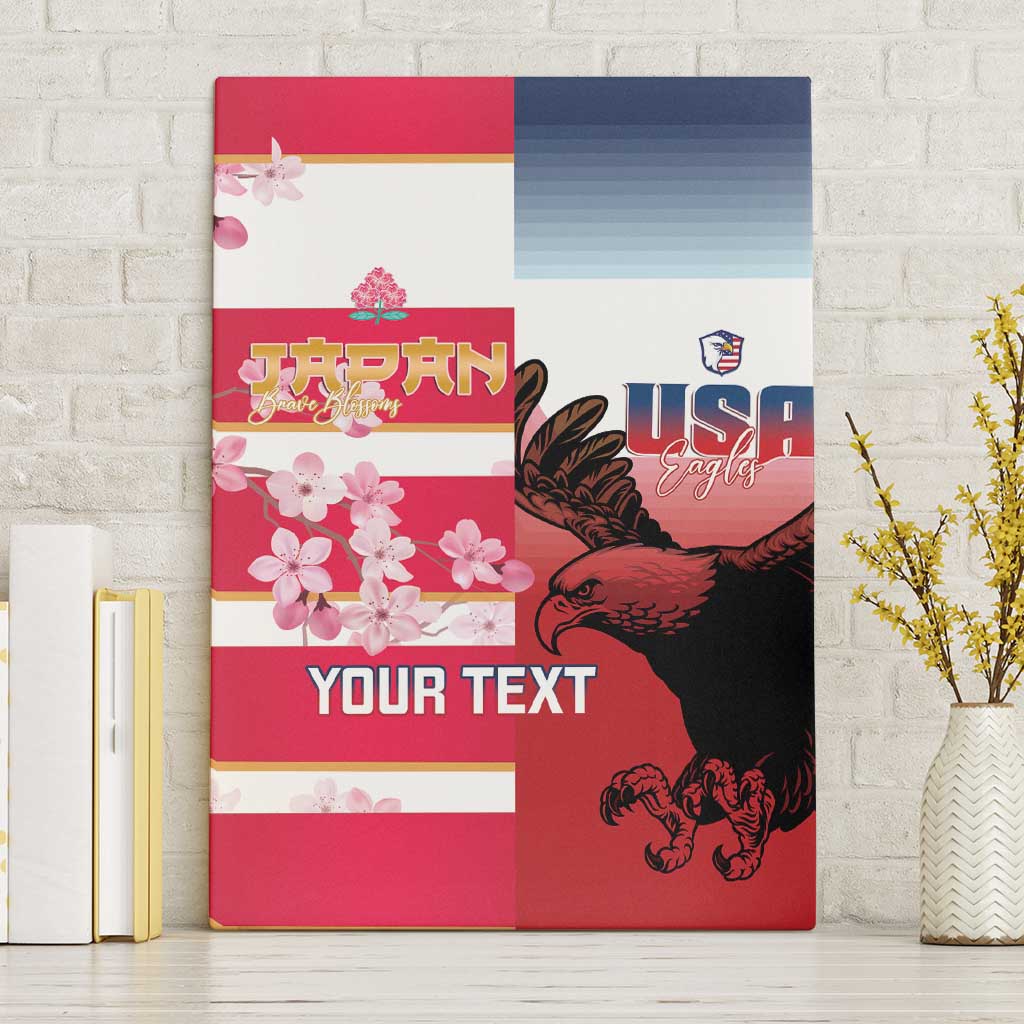 USA and Japan Rugby Custom Canvas Wall Art Eagles Brave Blossoms Together Pacific LT14 Without Frame Red - Polynesian Pride