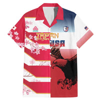 USA and Japan Rugby Custom Family Matching Mermaid Dress and Hawaiian Shirt Eagles Brave Blossoms Together Pacific - Polynesian Pride