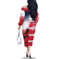 USA and Japan Rugby Custom Family Matching Off The Shoulder Long Sleeve Dress and Hawaiian Shirt Eagles Brave Blossoms Together Pacific - Polynesian Pride