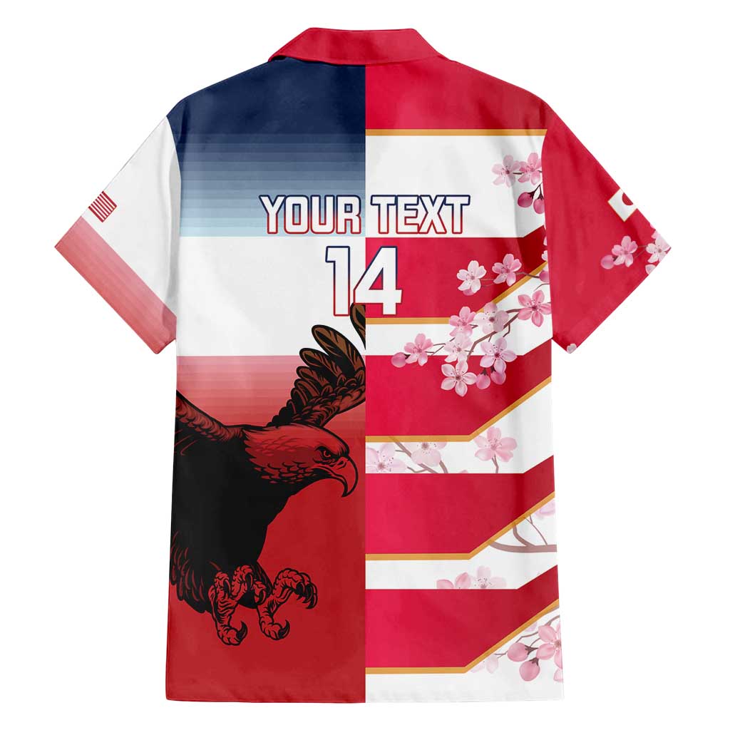 USA and Japan Rugby Custom Family Matching Puletasi and Hawaiian Shirt Eagles Brave Blossoms Together Pacific LT14 - Polynesian Pride