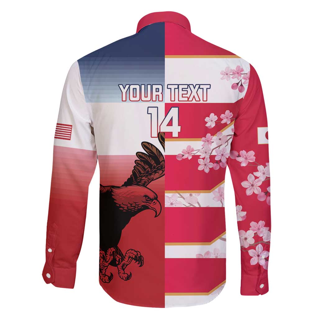 USA and Japan Rugby Custom Family Matching Puletasi and Hawaiian Shirt Eagles Brave Blossoms Together Pacific LT14 - Polynesian Pride