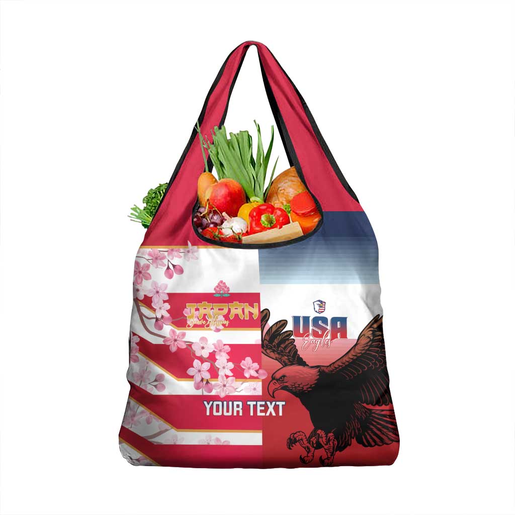 USA and Japan Rugby Custom Grocery Bag Eagles Brave Blossoms Together Pacific LT14 1-pack One Size Red - Polynesian Pride