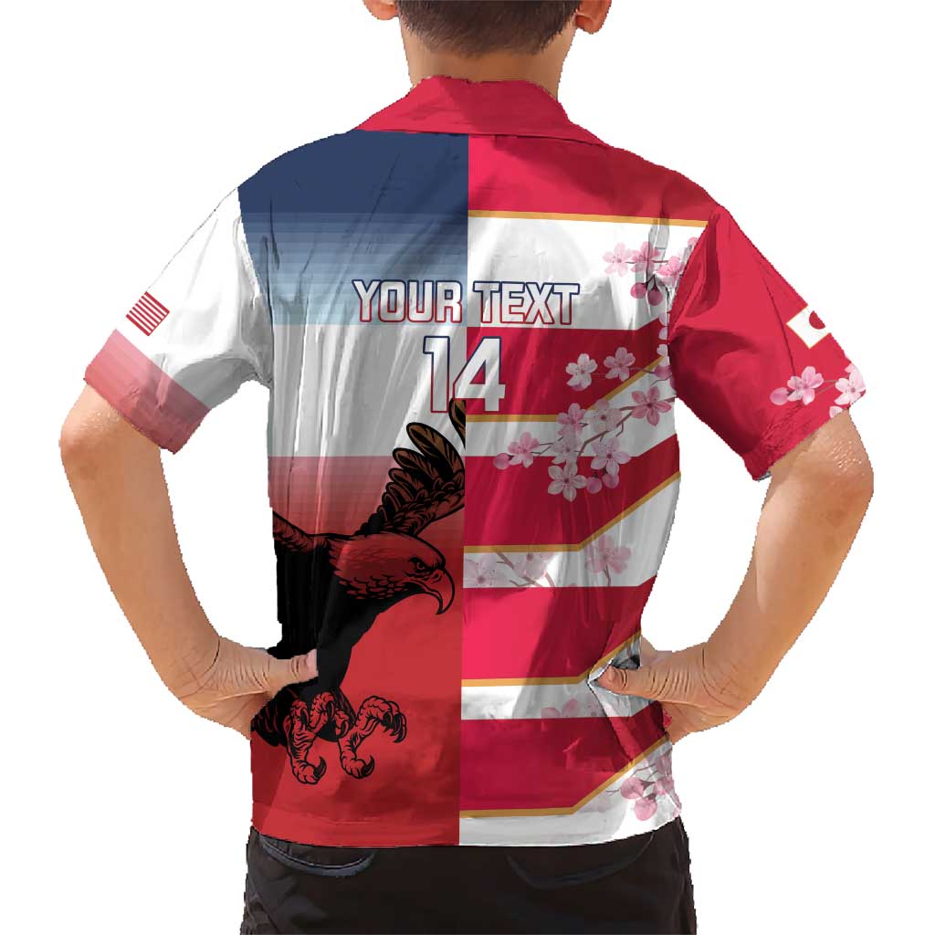 USA and Japan Rugby Custom Kid Hawaiian Shirt Eagles Brave Blossoms Together Pacific LT14 - Polynesian Pride