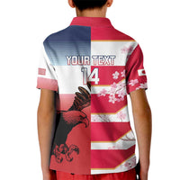 USA and Japan Rugby Custom Kid Polo Shirt Eagles Brave Blossoms Together Pacific LT14 - Polynesian Pride