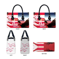 USA and Japan Rugby Custom Leather Bag Eagles Brave Blossoms Together Pacific - Polynesian Pride