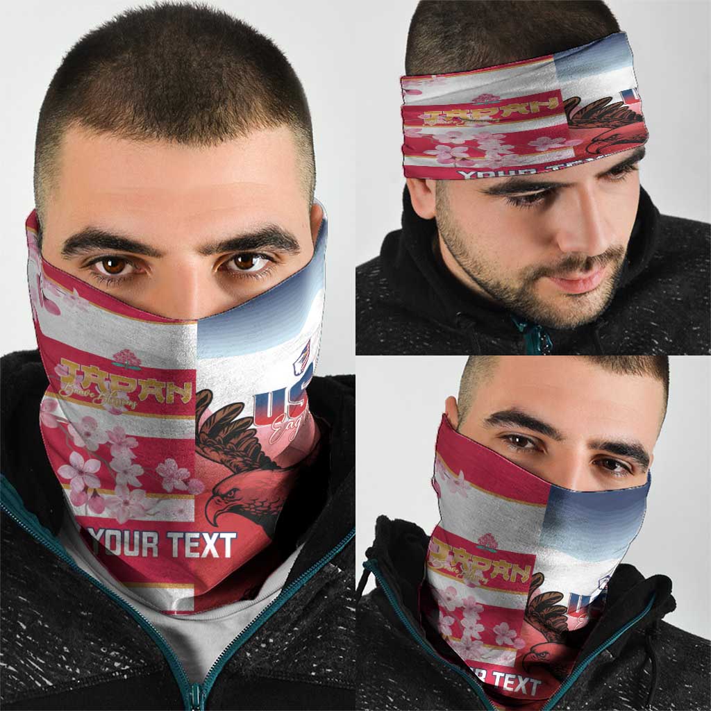 USA and Japan Rugby Custom Neck Gaiter Eagles Brave Blossoms Together Pacific - Polynesian Pride