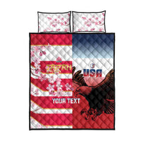 USA and Japan Rugby Custom Quilt Bed Set Eagles Brave Blossoms Together Pacific LT14 - Polynesian Pride