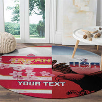 USA and Japan Rugby Custom Round Carpet Eagles Brave Blossoms Together Pacific LT14 - Polynesian Pride