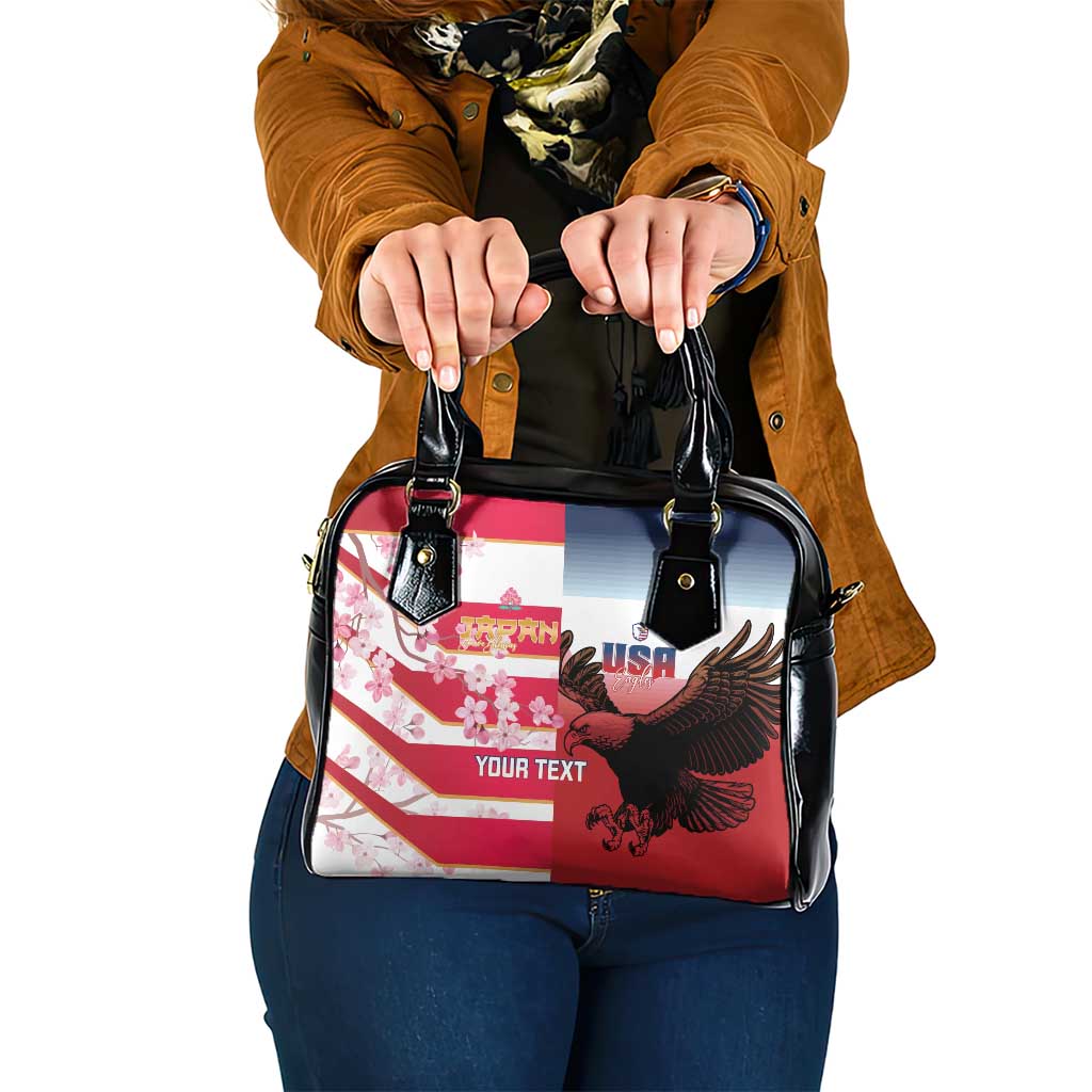 USA and Japan Rugby Custom Shoulder Handbag Eagles Brave Blossoms Together Pacific LT14 One Size Red - Polynesian Pride