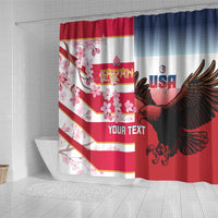 USA and Japan Rugby Custom Shower Curtain Eagles Brave Blossoms Together Pacific LT14 - Polynesian Pride
