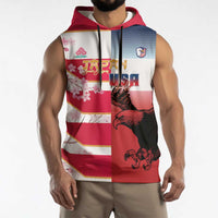 USA and Japan Rugby Custom Sleeveless Hoodie Eagles Brave Blossoms Together Pacific - Polynesian Pride