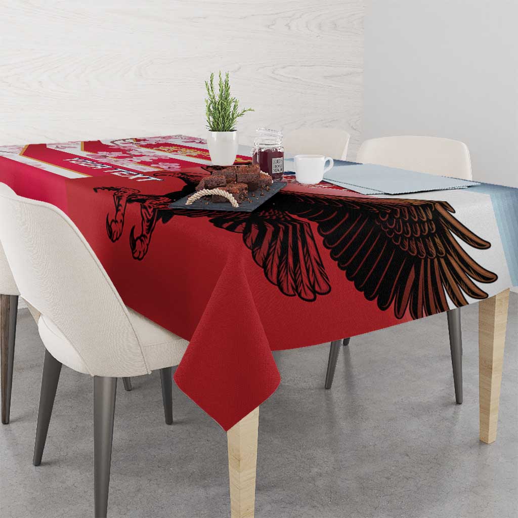 USA and Japan Rugby Custom Tablecloth Eagles Brave Blossoms Together Pacific - Polynesian Pride