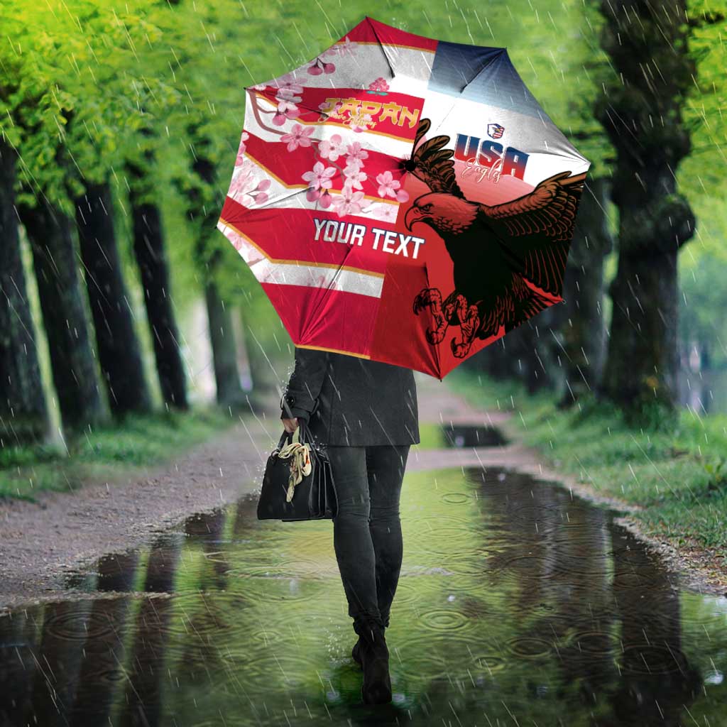 USA and Japan Rugby Custom Umbrella Eagles Brave Blossoms Together Pacific - Polynesian Pride