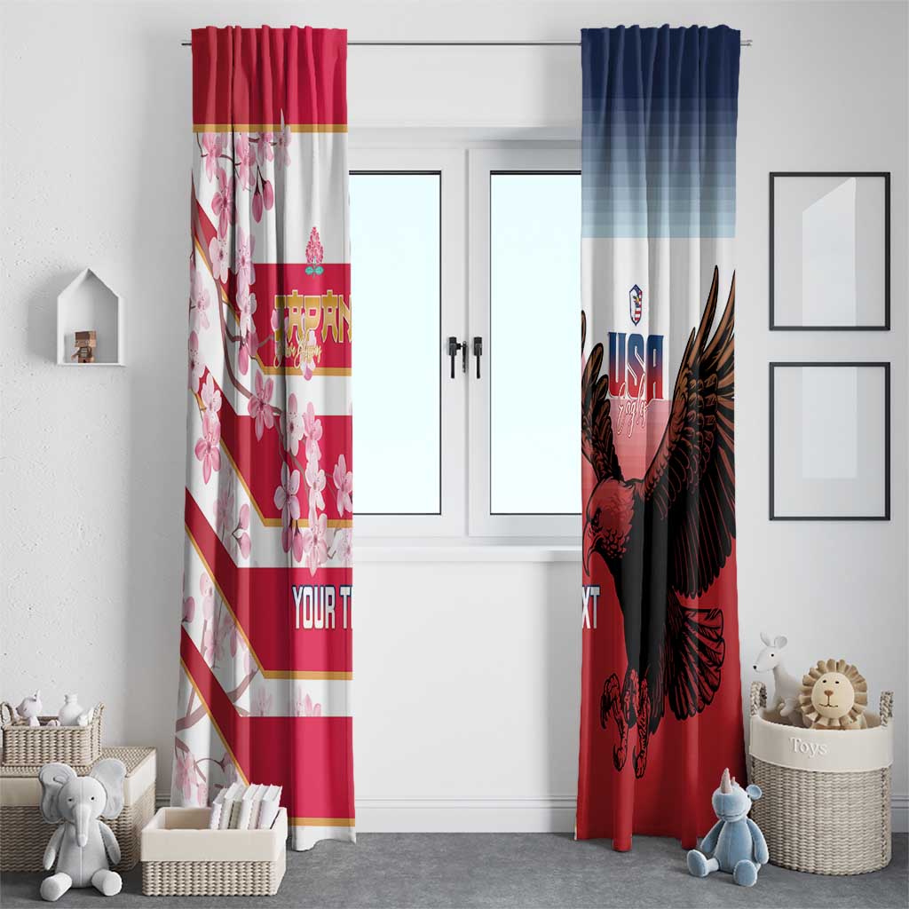 USA and Japan Rugby Custom Window Curtain Eagles Brave Blossoms Together Pacific LT14 - Polynesian Pride