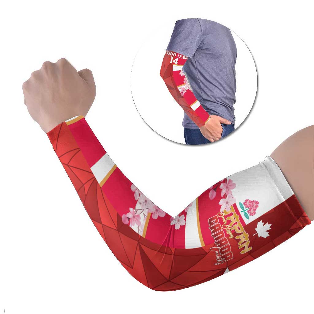 Canada and Japan Rugby Custom Arm Sleeves Canucks Brave Blossoms Together Pacific LT14 Set of 2 Red - Polynesian Pride