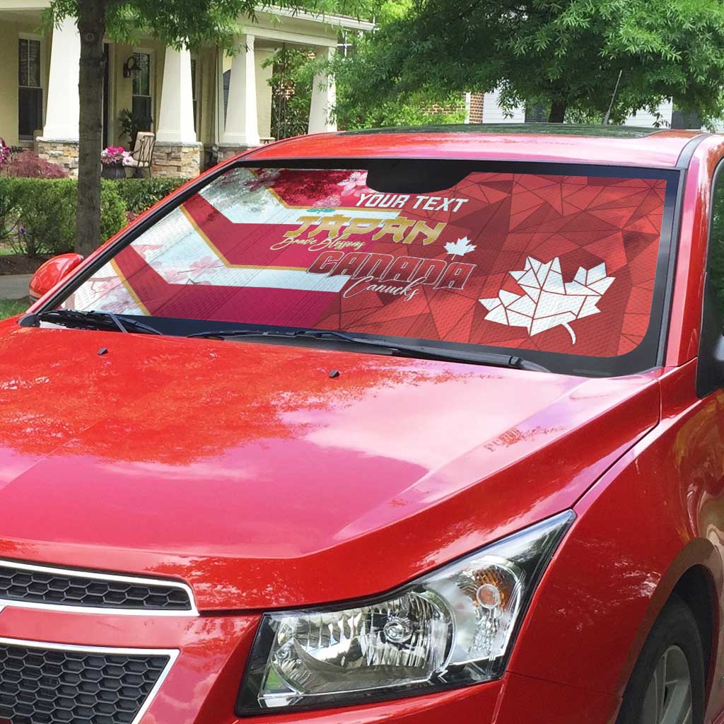 Canada and Japan Rugby Custom Auto Sun Shade Canucks Brave Blossoms Together Pacific - Polynesian Pride