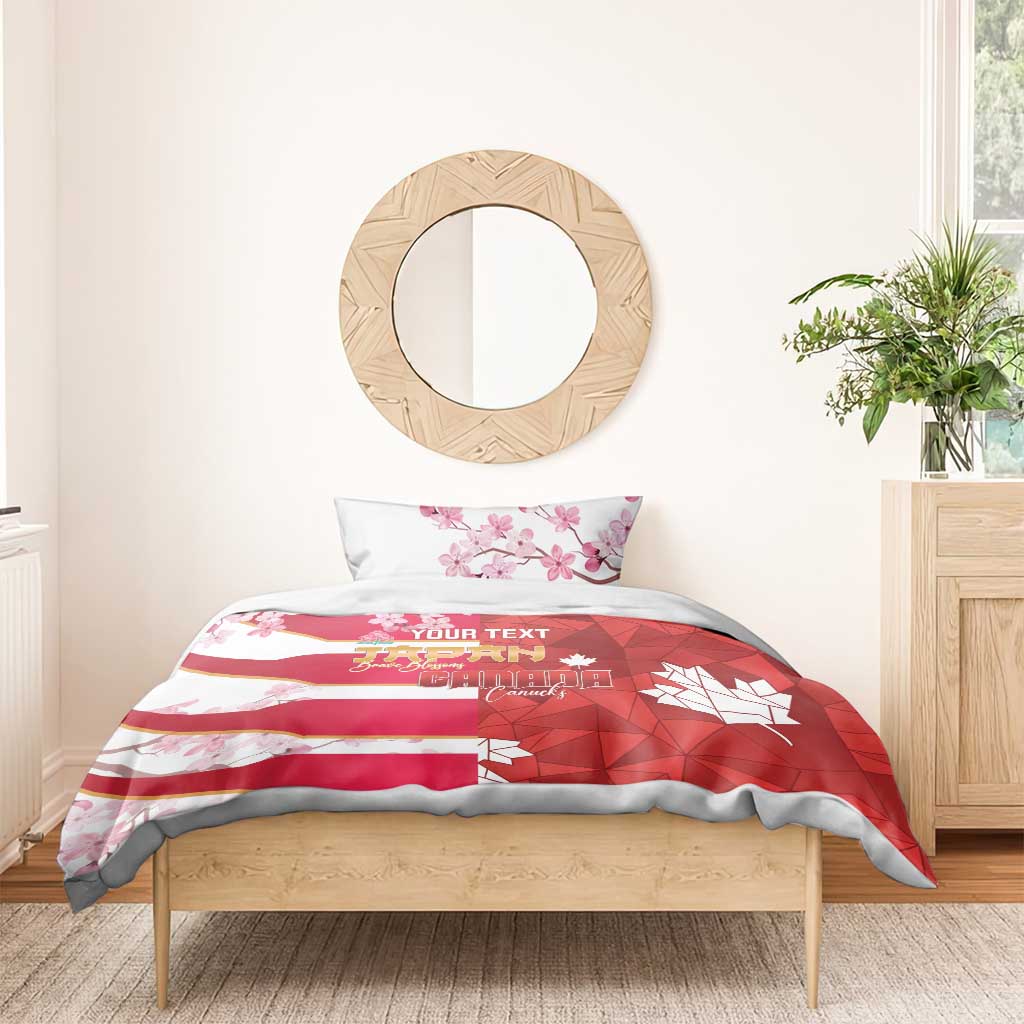 Canada and Japan Rugby Custom Bedding Set Canucks Brave Blossoms Together Pacific - Polynesian Pride